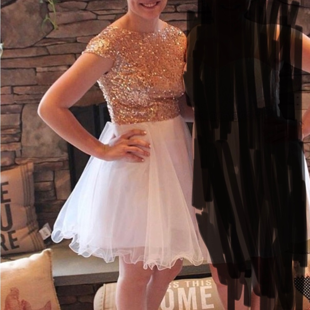White and gold semi dress